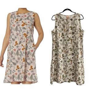 NWOT INDYEVA Lieve Dress Large Botanical Leaf Cream Green Stretch